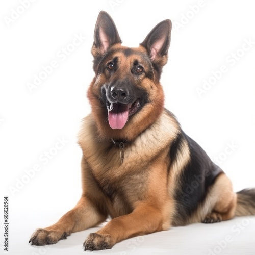 German Shepherd Dog dog isolated on white background. Generative AI