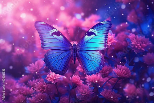 Butterfly flower wallpaper. AI generative © SANGHYUN