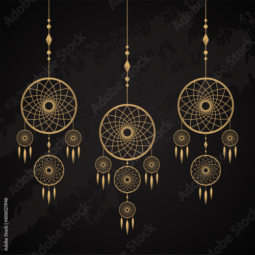 Dream Catcher golden color vector clipart