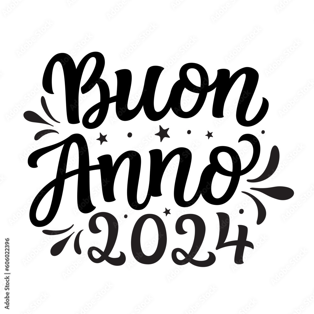 Happy New year 2024 in italian. Hand lettering Happy New year 2024 in italian. Hand lettering