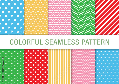 Colorful Seamless Geometric Pattern Set Illustration