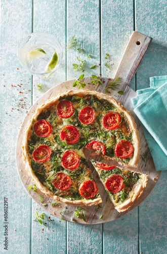 Spinat Kartoffel Lachs Quiche - Tarte