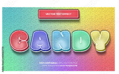 Vector colorful candy editable 3d style text effect style with colorful background