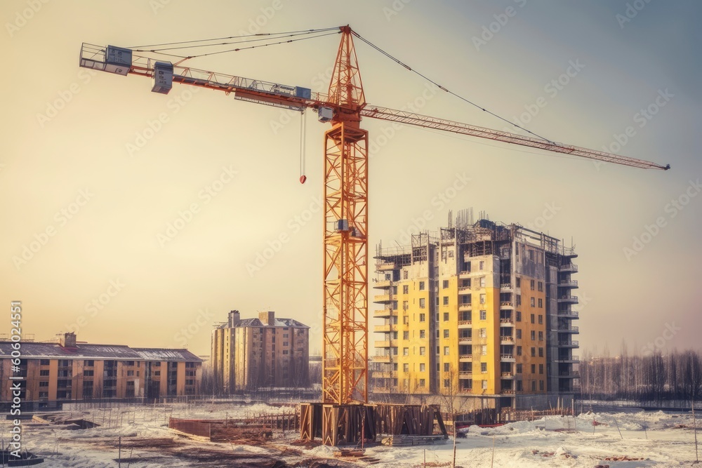 Crane at construction site created with Generative AI
