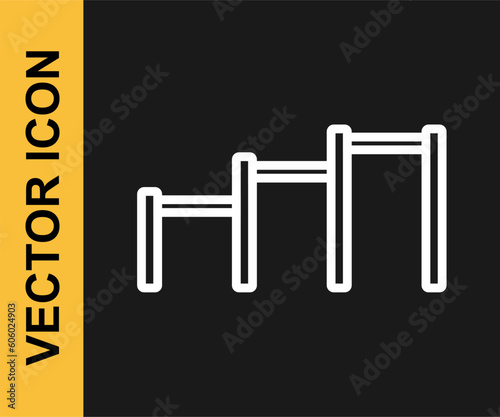 White line Sport horizontal bar icon isolated on black background. Vector