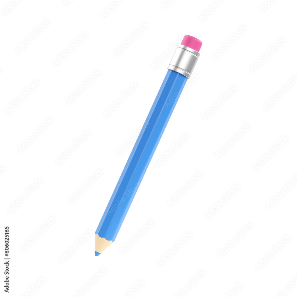 Pen 3d render icon - school pencil, study write element and art education blue symbol. Simple draw office object Pen 3d render icon - school pencil, study write element and art education blue symbol. Simple draw office object