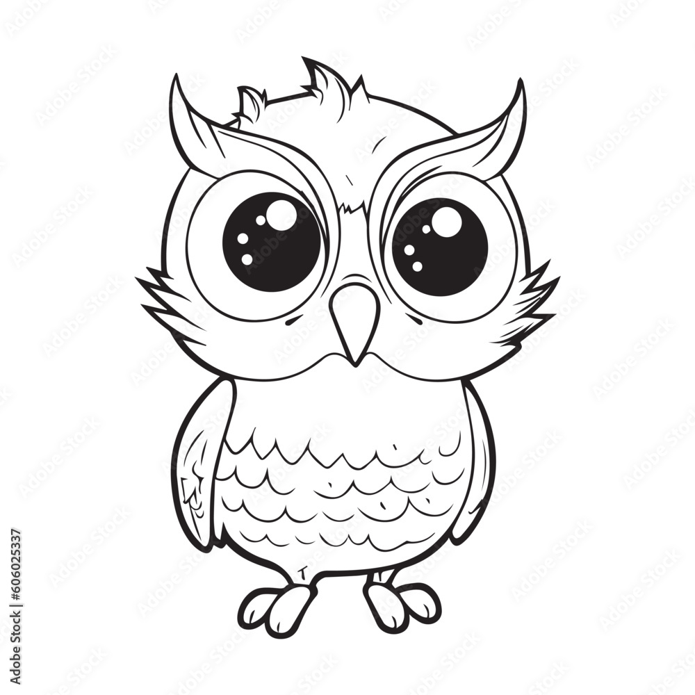 Owl Coloring Book Cartoon Ilustration