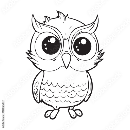 Owl Coloring Book Cartoon Ilustration