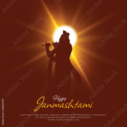 Happy janmashtami Lord Krishna background Silhouettes