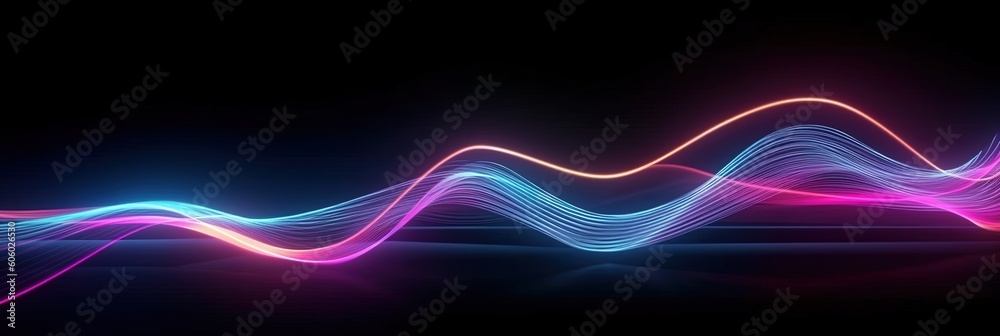 abstract futuristic background with pink blue glowing neon moving high speed wave lines and bokeh lights. Data transfer concept Fantastic wallpaper, Ai Generative