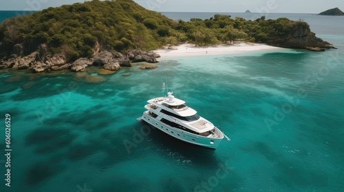 Experience the epitome of luxury on a yacht tour of exotic tropical islands, where you can revel in the opulence of pristine beaches. Generated by AI.