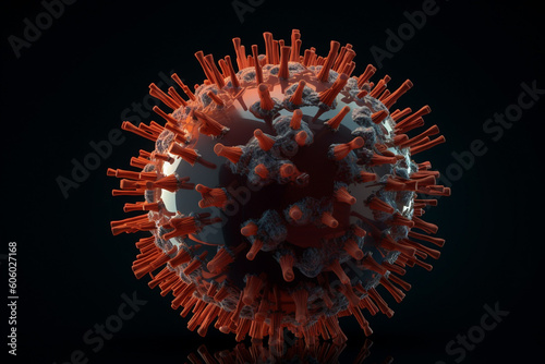 Health care and medicine concept. Abstract round virus model in 3D style. Generative AI