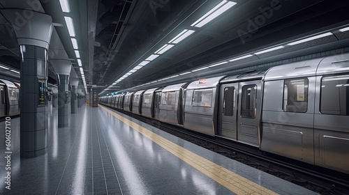 Discover a futuristic subway system that embraces cutting edge technology, providing commuters with a seamless and connected journey. Generated by AI.