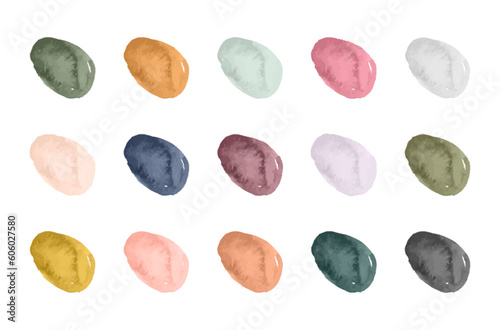 Hand painted watercolor dots, stain object. Isolated vector illustration. Graphic element. 