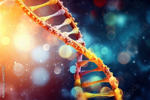 Abstract DNA helix strand. Scientific concept of genetics, biotechnology and research. Generative AI