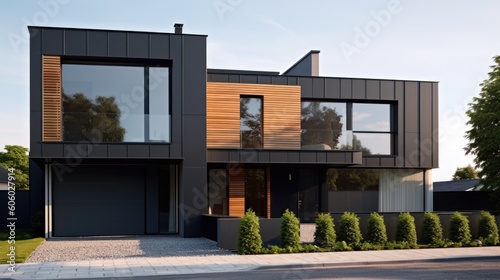 Modern house with garage, ai generative