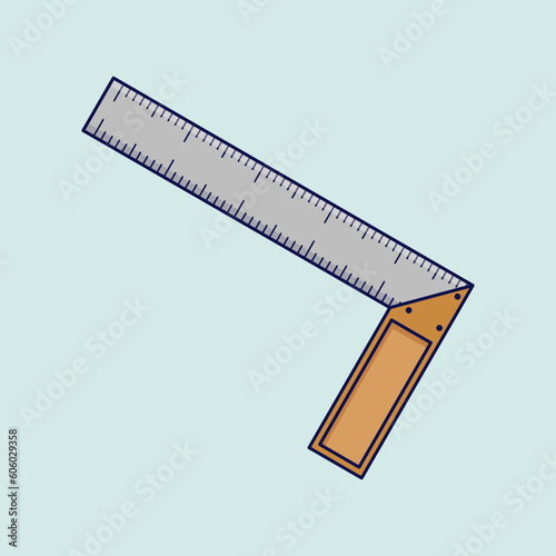 L square ruler illustration. Isolated L square ruler icon on plain background. Vector illustration