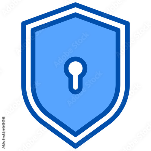 Shield blue outline icon