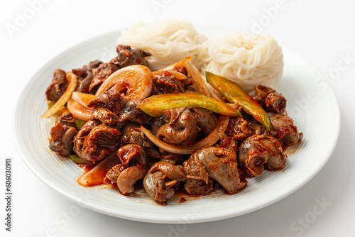 Seasoned Whelk with somen on white background