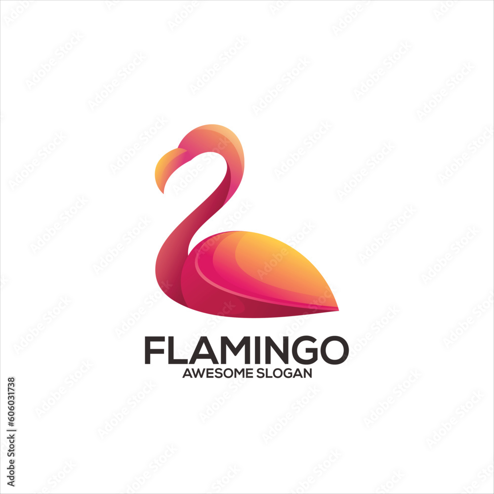 flamingo gradient mascot illustration logo design