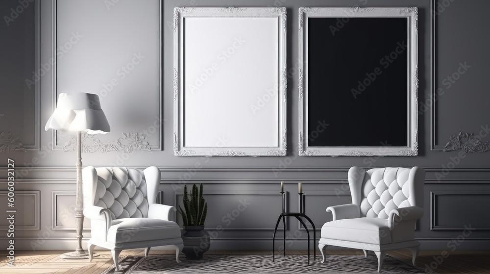 Fototapeta premium White poster on the wall