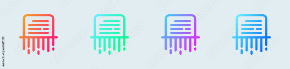 Paper shredder line icon in gradient colors. Delete signs vector illustration. Paper shredder line icon in gradient colors. Delete signs vector illustration.