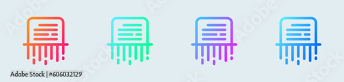 Paper shredder line icon in gradient colors. Delete signs vector illustration.