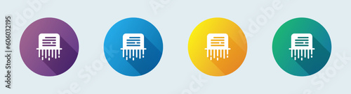 Paper shredder solid icon in flat design style. Delete signs vector illustration.