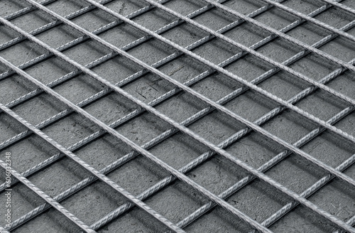 Rebar mesh on a concrete background. 3d rendering