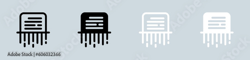 Paper shredder icon set in black and white. Delete signs vector illustration.