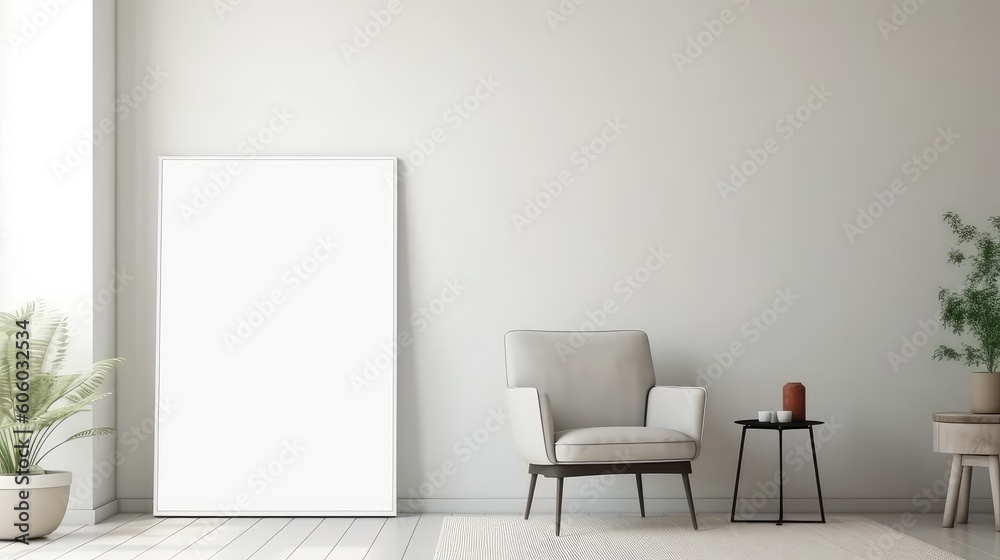 Room with blank poster