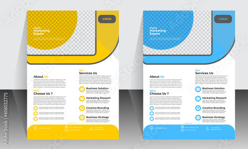 Corporate business flyer template design set with blue, magenta, red and yellow color.Brochure design,
Template vector design for Brochure, AnnualReport, Magazine, Poster, Corporate Presentation, Port