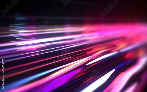Glowing neon abstract background with lines and bokeh lights. Network data transfer concept, Generative AI © id512