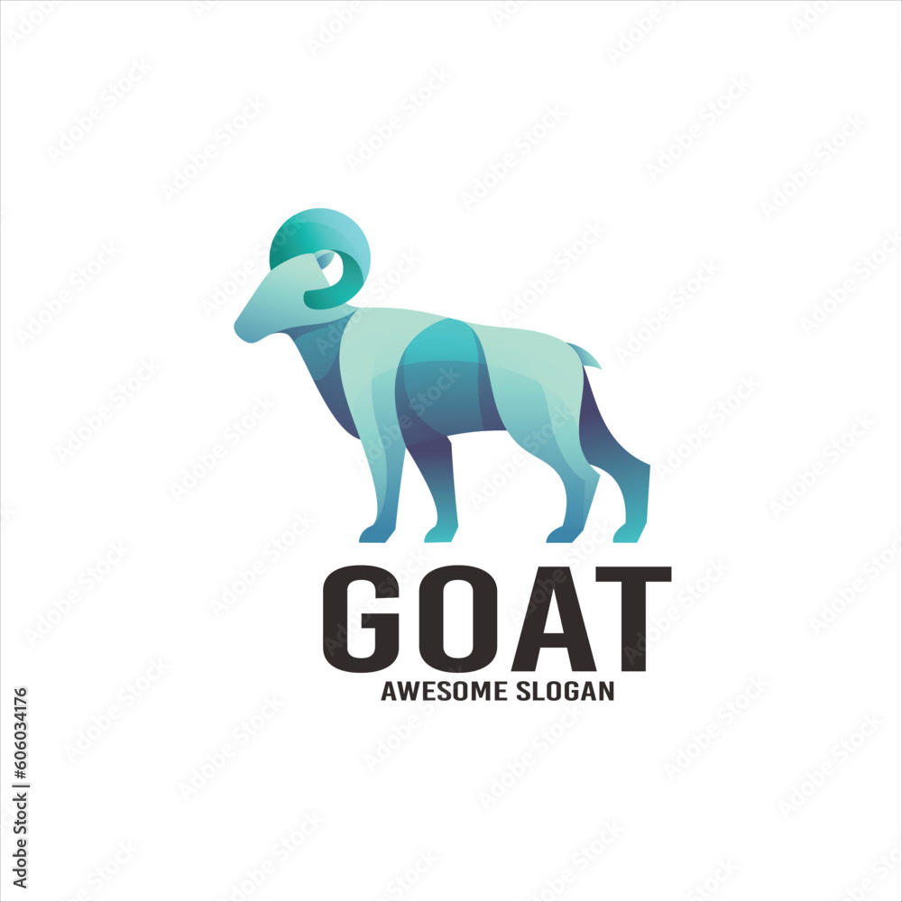 Goat illustration gradient mascot logo design