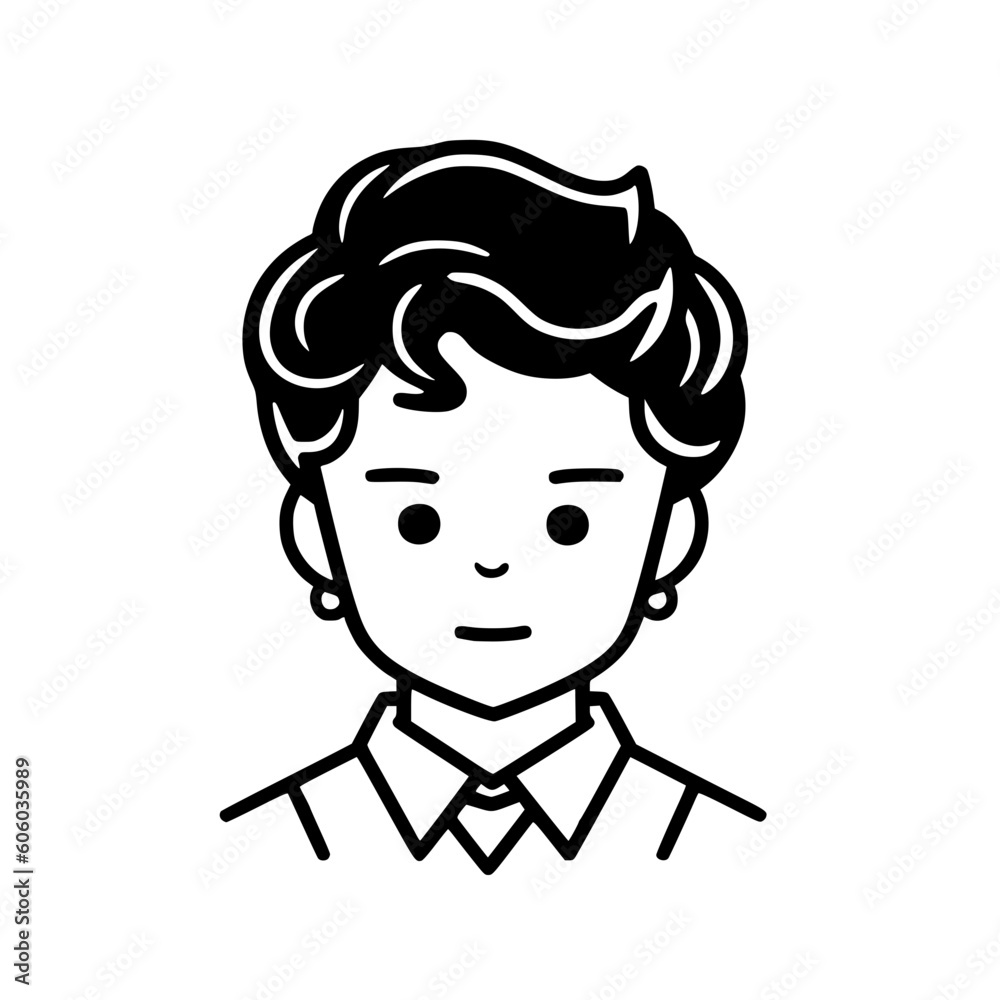 Boy portrait vector illustration isolated on transparent background