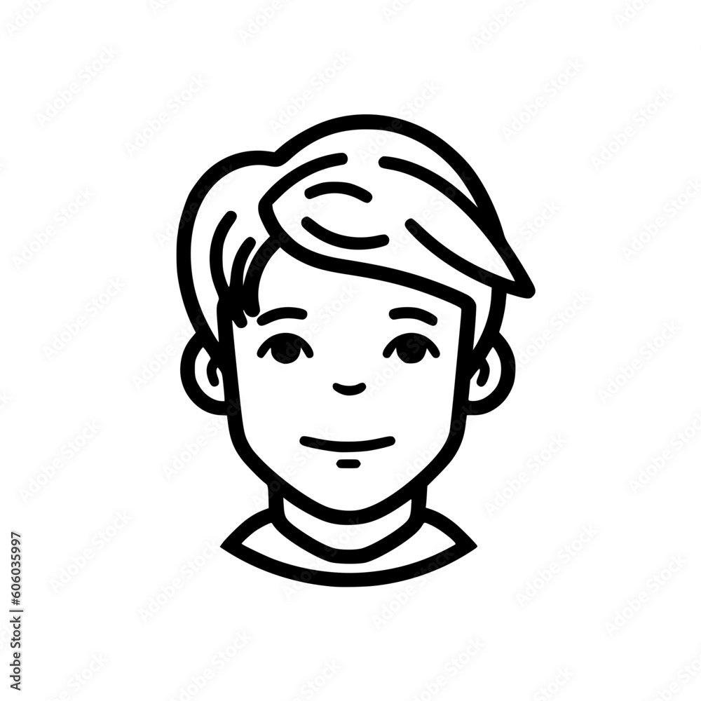 Boy portrait vector illustration isolated on transparent background