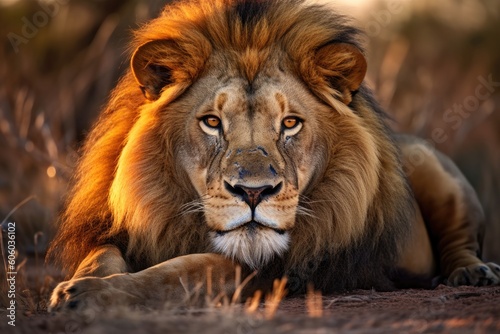 African Marvel  Majestic Lion Posing