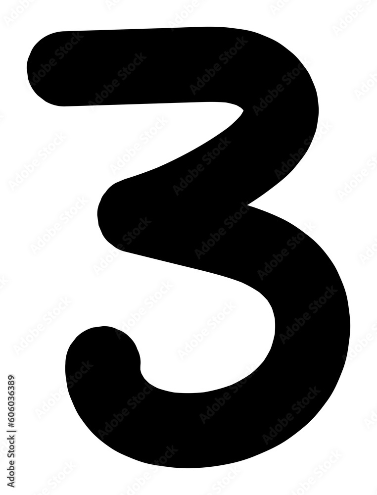 Naklejka premium black and white hand drawn numbers, numeral alphabet decoration