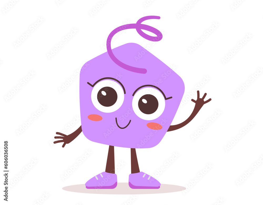 Fototapeta premium Vector illustration of happy abstract child character with eyes on white color background. Flat style design of kid smile character