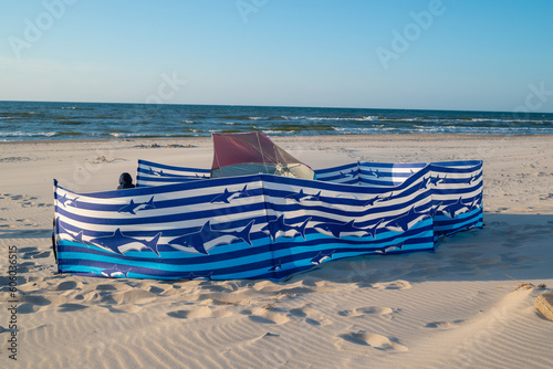 Leisure on the beach, windbreak on the beach photo