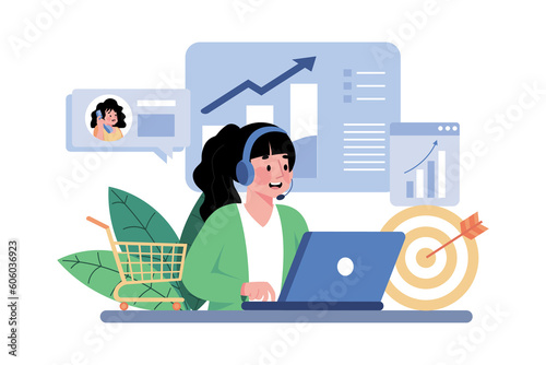 Sales team member setting sales targets.