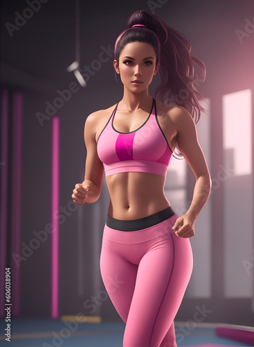 beautiful fitness woman with perfect body in shape wearing sport clothes for the gym training