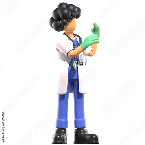 doctor wearing medical gloves 3d illustration