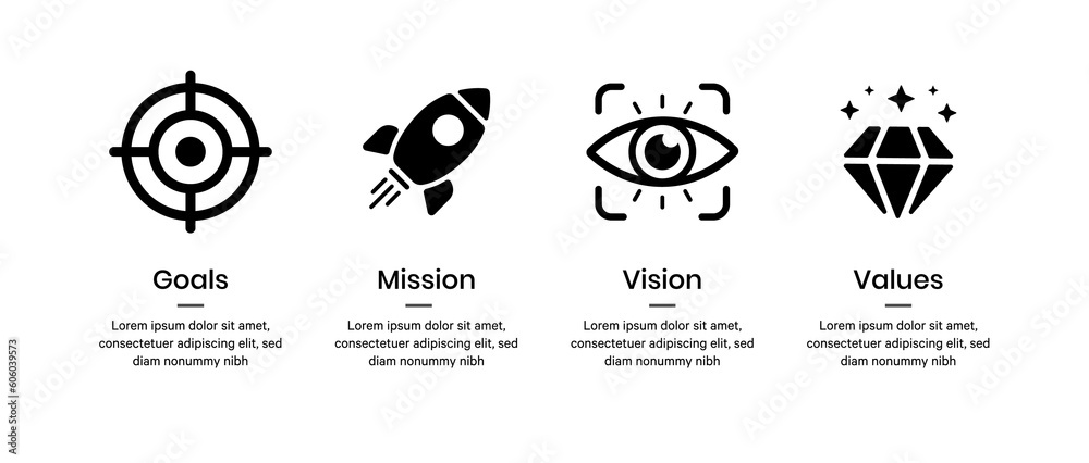 Mission goal vision values icon. Organization mission vision values icon design vector