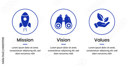 Mission vision values icon. Organization mission vision values icon design vector