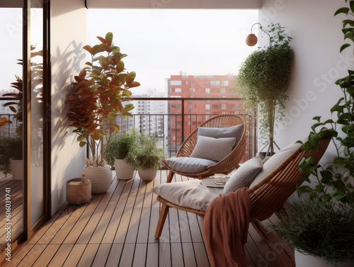 modern cozy minimalist terrace balcoon of a house
 photo