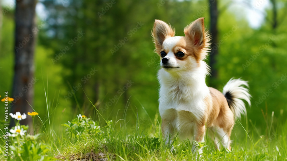 Chihuahua dog in the grass 