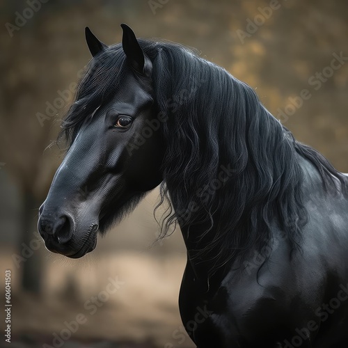 portrait of a horse on black