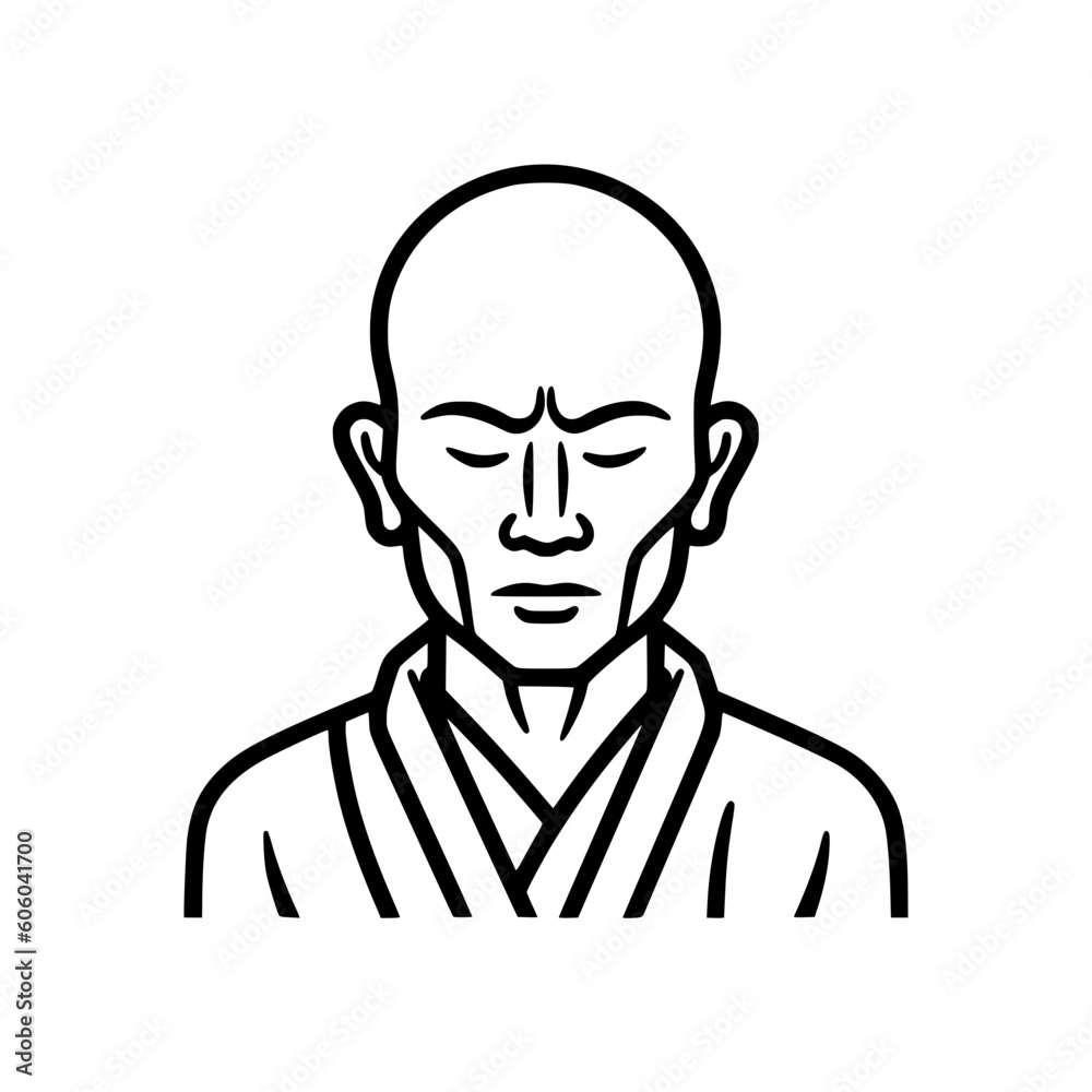 Buddhist monk vector illustration isolated on transparent background