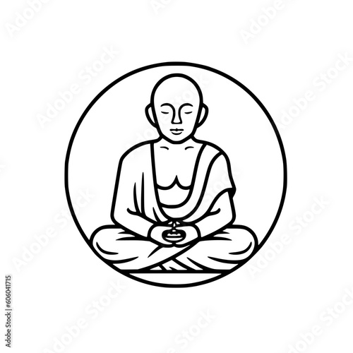 Buddhist monk vector illustration isolated on transparent background